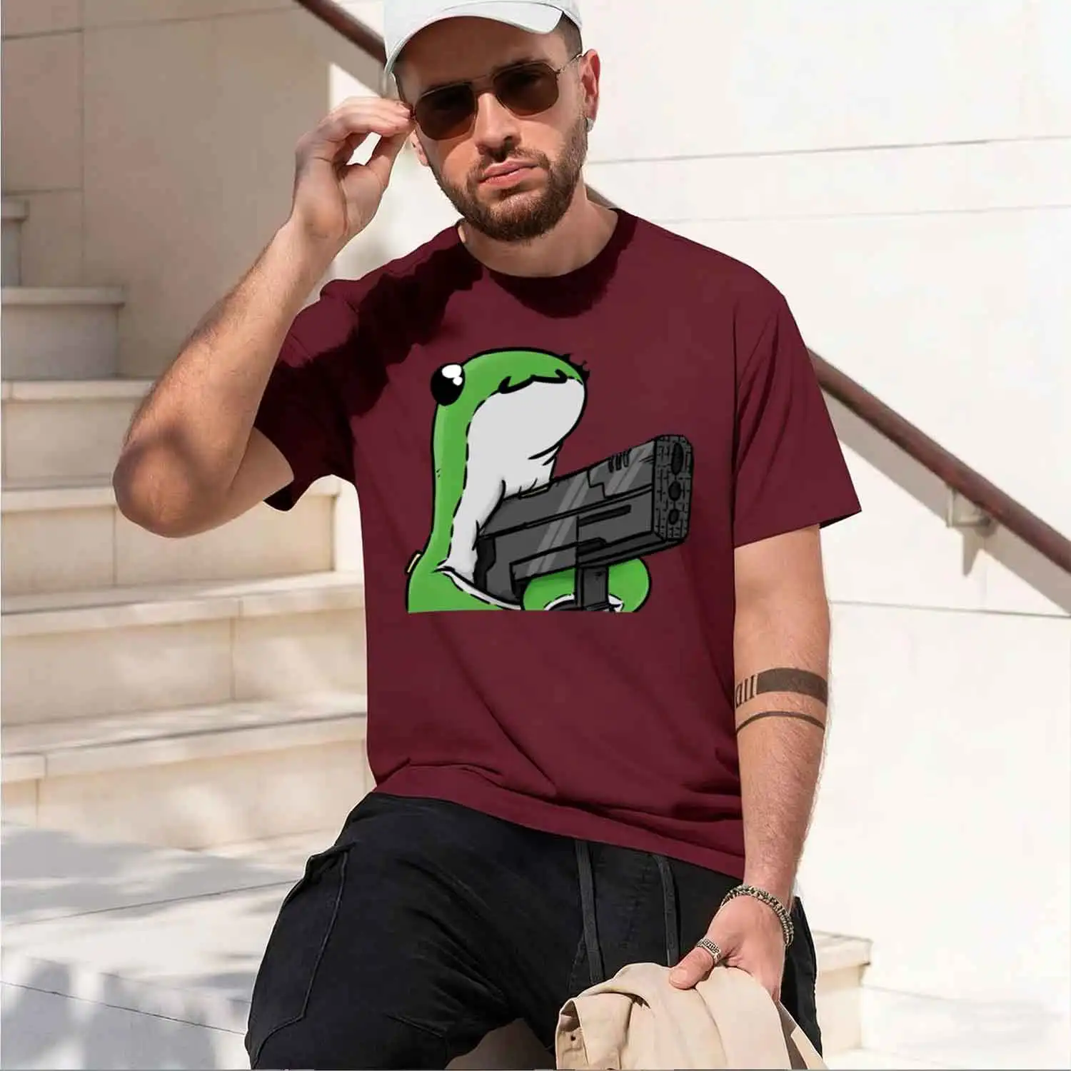 Мужская футболка с коротким рукавом и круглым вырезом Ny Gun Sticker 2026 New Model, классическая повседневная модель, несколько цветов и размеров для повседневной носки. (art.: 3920dab82fecc) - 3920dab82fecc