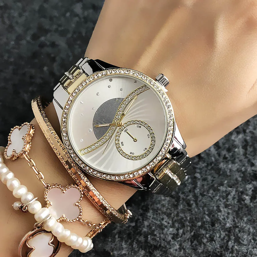 Brand Wrist Watches Women Girl Ladies Crystal Style Quartz Casual Steel Metal Band Clock m75