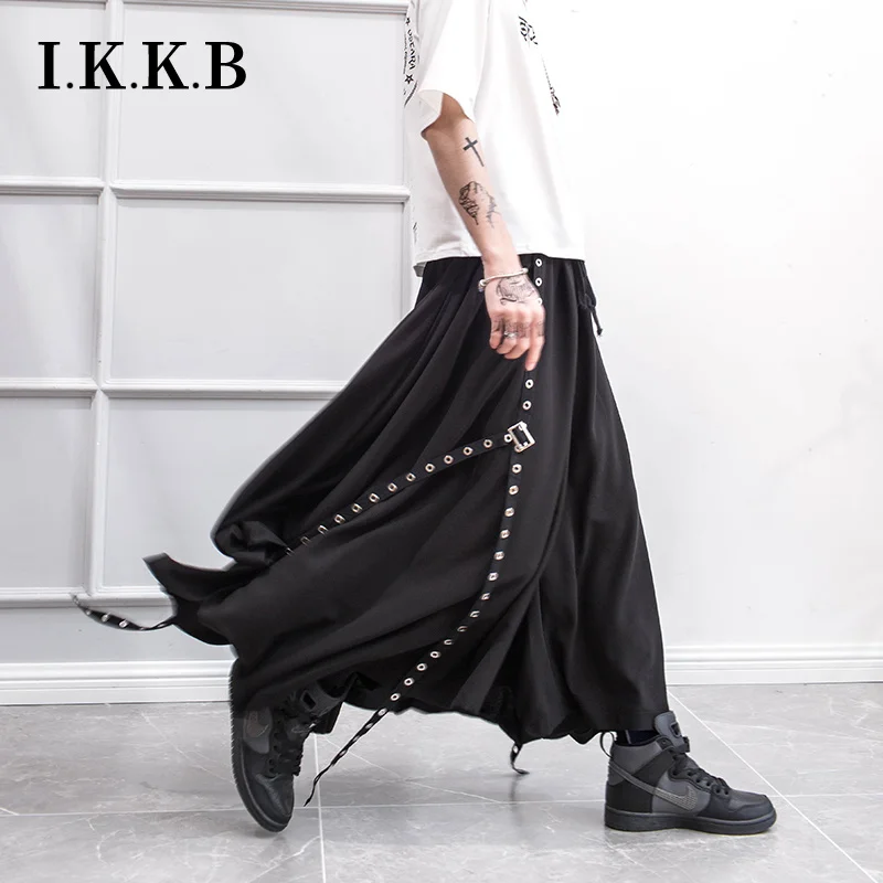 

And Summer Spring New Pants Large Loose Fashion Men's Skirt Pants Rivet Ribbon Decoration Loose Leg Pants Trend Personality