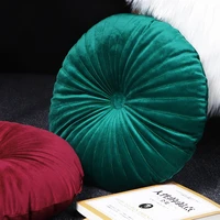 bubble kiss round pouf tatami cushion velvet handmade dark green seat cushion for office car home sofa decoration pumpkin pillow