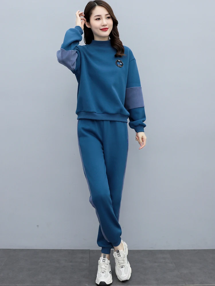 Thickened Fleece-lined Set Women Autumn and Winter New 2024 Korean Fashion Plus size Loose Slimming Two-piece