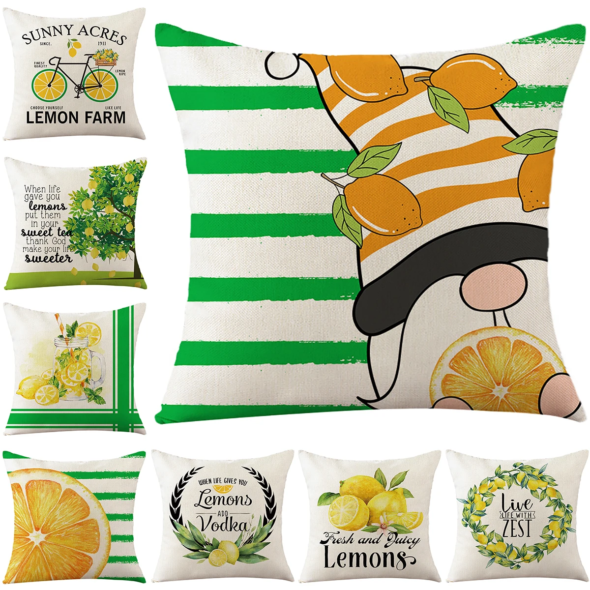 

LuanQI Lemon Yellow Cushion Cover Hawaiian Fruit Pillow Case 45x45cm Linen Material Suitable For Summer Sofa Bedroom Decoration