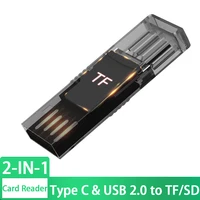 2 in 1 usb 2 0 type c card reader to sd micro sd tf card reader otg adapter smart memory sd card reader for pc laptop samsung