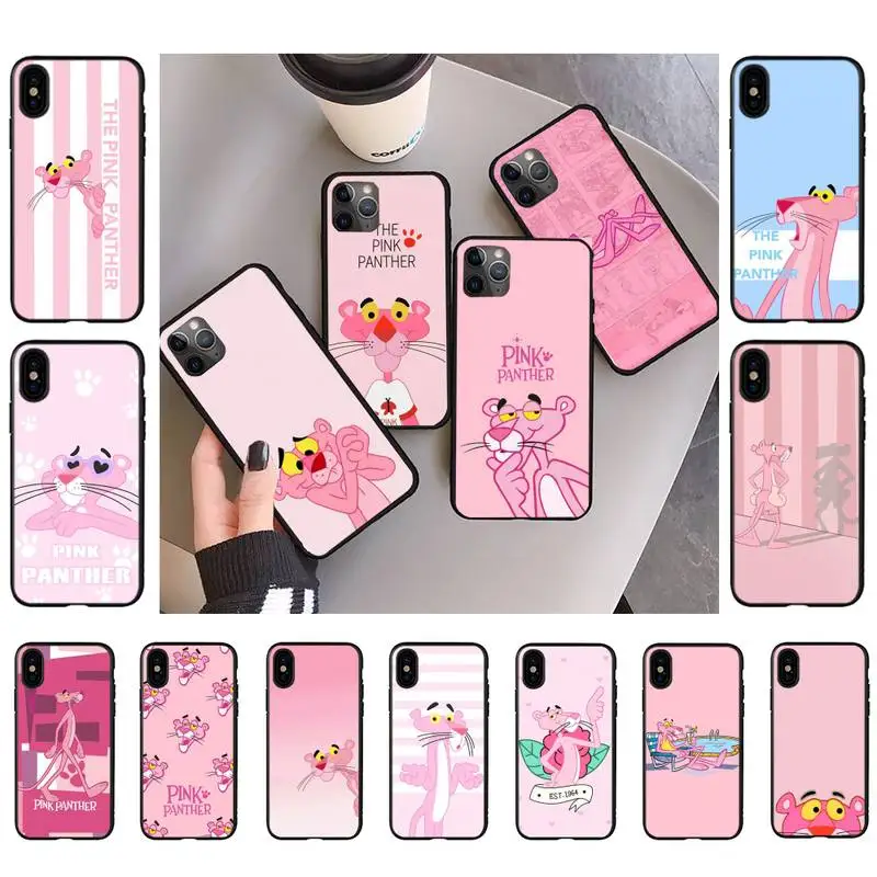 

TOPLBPCS Pink Panther Phone Case for iPhone 11 12 13 mini pro XS MAX 8 7 6 6S Plus X 5S SE 2020 XR case