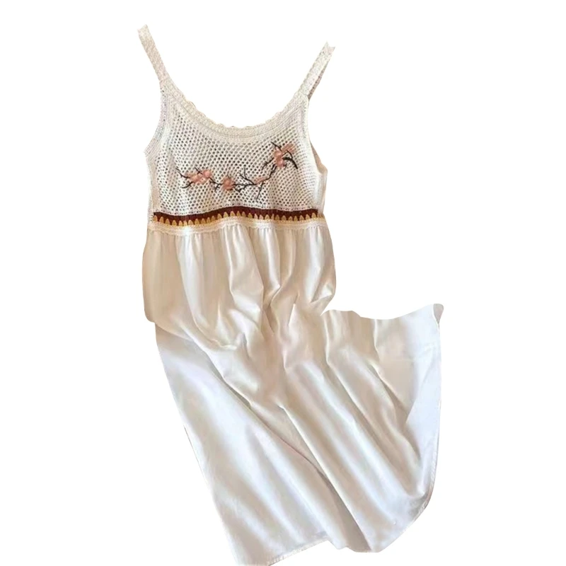 

Women Summer Spring Dress Crochet Floral Sleeveless Crop Skirt Dropship