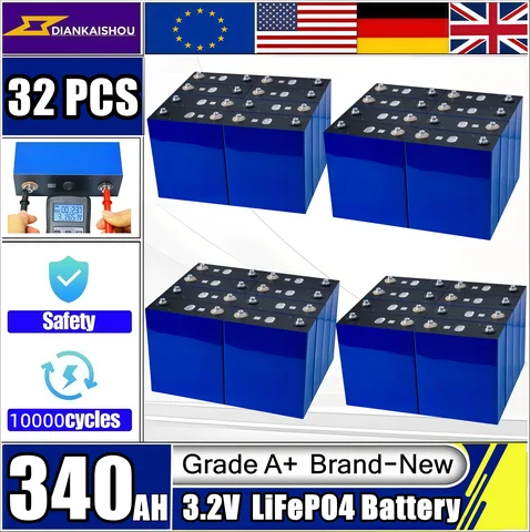 Аккумуляторная батарея класса A DIY 12 В 24 В 48 В RV EV, 10000 циклов, 3,2 В, Lifepo4 320 Ач, 340 Ач