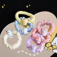 new sanrio hair ring kawaii hellokitty kuromi cinnamoroll pompom purin cartoon rubber band simple girls hair rope jewelry