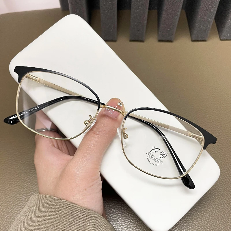 Женские винтажные очки в стиле ретро Полуободковые синего цвета блокирующие