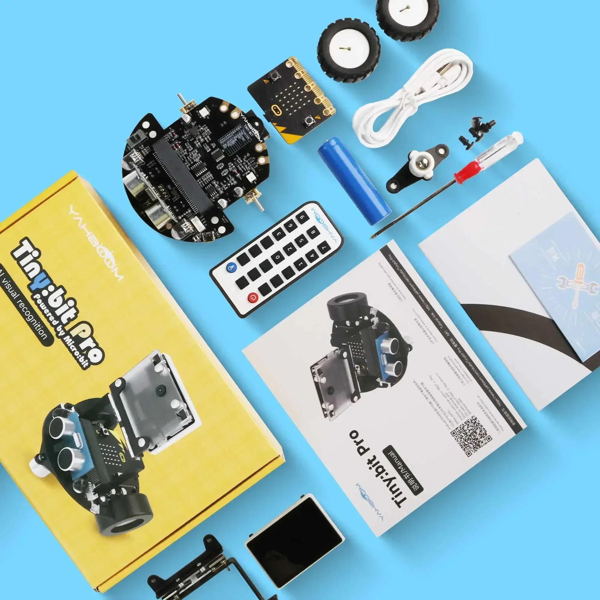 ot Yahboom Microbit Robot Car Tinybit Pro z modułem wizualnym K210 obsługuje wykrywanie obiektów i rozpoznawanie twarzy Kodowanie dzieci STEM