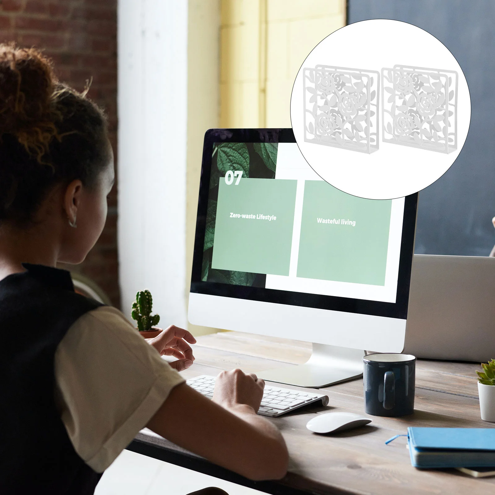 

2 Pcs Book Stand Shelf Simple Bookend Metal Hollow L Brackets Heavy Duty Iron Out Office Stoppers Holder