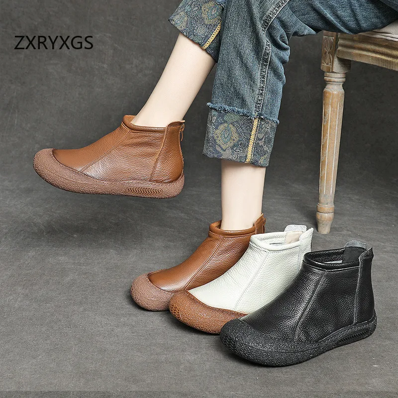 ZXRYXGS улучшенная женская вулканизированная обувь из натуральной кожи кроссовки