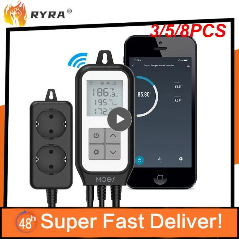

3/5/8PCS Smart Life Digital Display Controller Tuy Timer Dual Heat Cooling Temperature Sensor