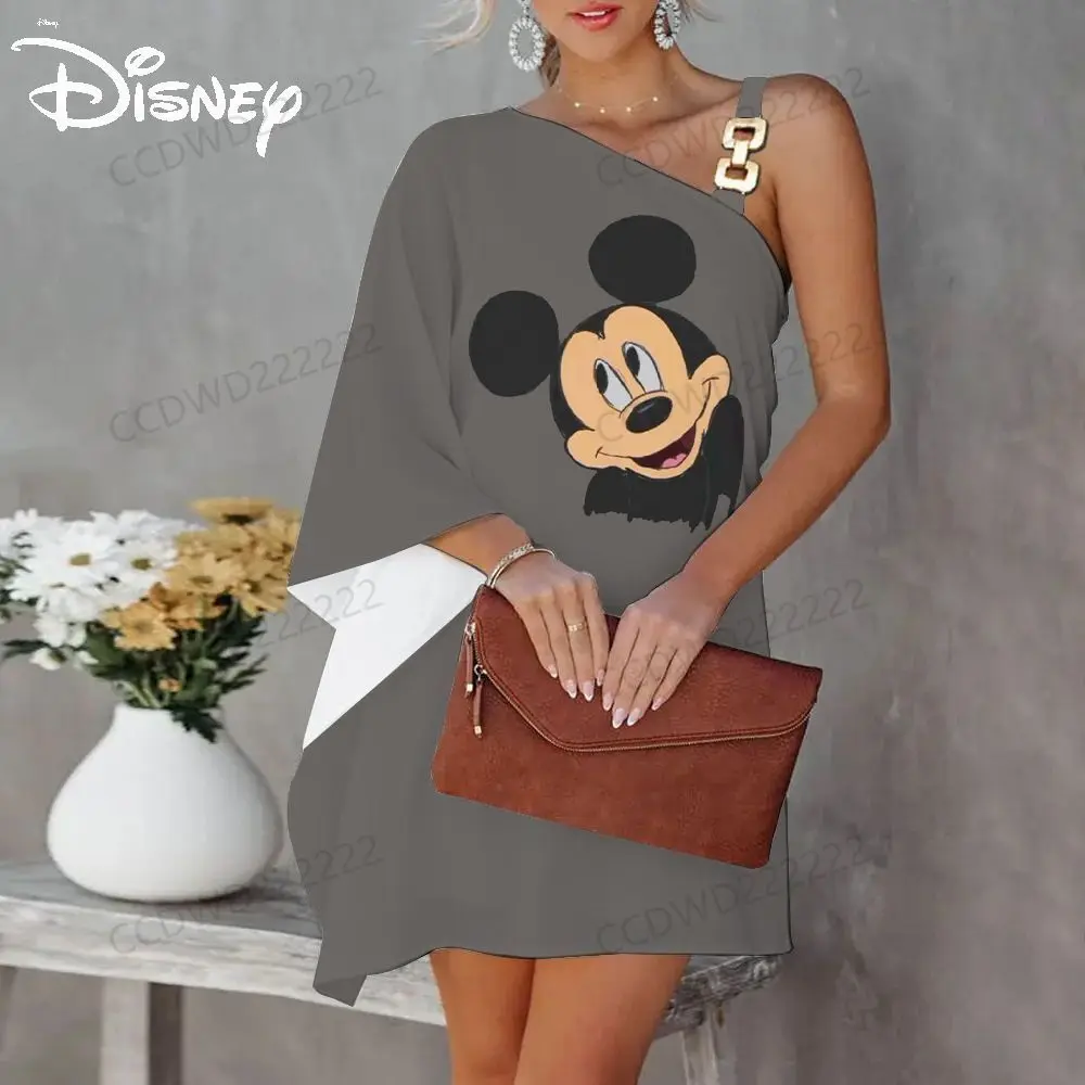 Minnie Mouse Party Dresses Sexy Dress for Women One-Shoulder Disney Diagonal Collar Mickey Elegant Evening Luxury Prom 2023 Sexy