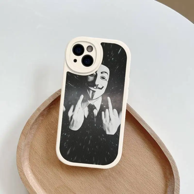 A-Anonymous Phone Case Hard Leather For iPhone 14 13 12 Mini 11 14 Pro Max Xs X Xr 7 8 Plus