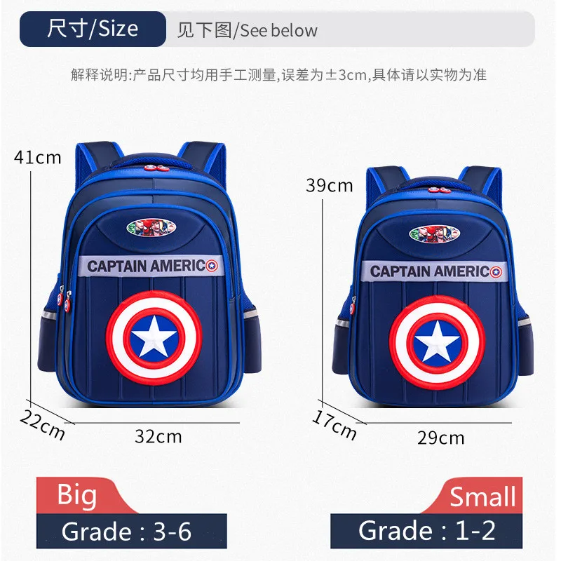 Disney New School Bags For Boys Grade 1-6 Iron Spider Man Captain America Primary Student Shoulder Orthopedic Backpack Mochila