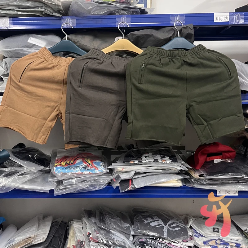 

Men Women Classic Solid Color Kanye Shorts Washed Do Old 380g Heavyweight High Quality Cotton American Lazy Simple Casual Pants