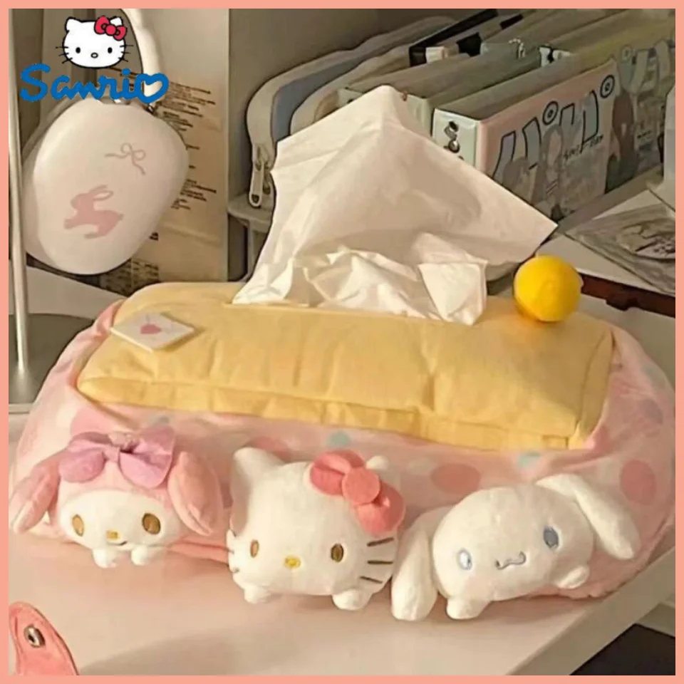 

Sanrio милая плюшевая девушка настольное хранилище искусственный ящик Cogimyun Hellokittys коробка салфеток аниме игрушки для детей девочек подарок на день рождения
