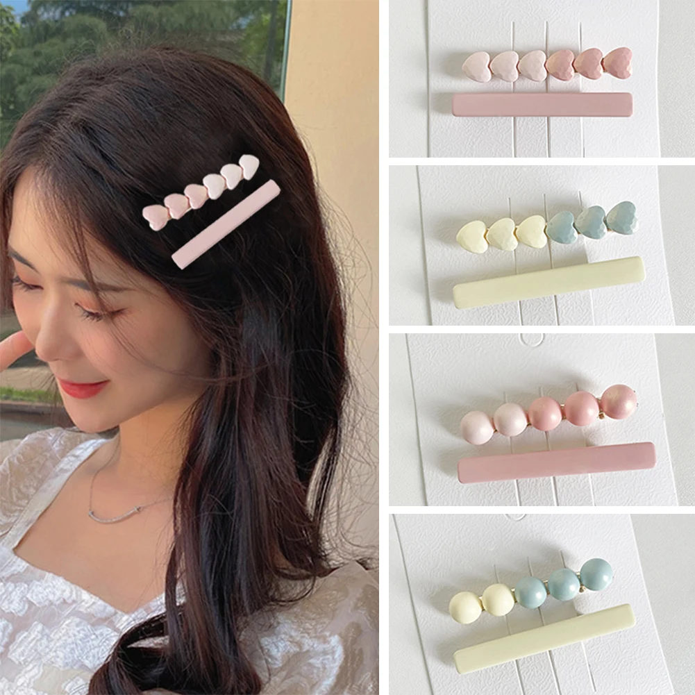 

2pcs/set Cute Colorful Heart Round Shape Hair Clips For Girls Children Lovely Hair Decorate Hairpins Kids Hair Accessories