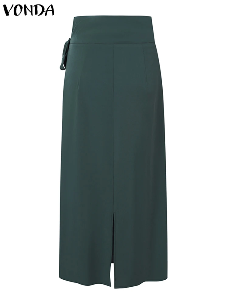 Модные женские юбки VONDA 2024 повседневные длинные однотонные элегантные офисные с