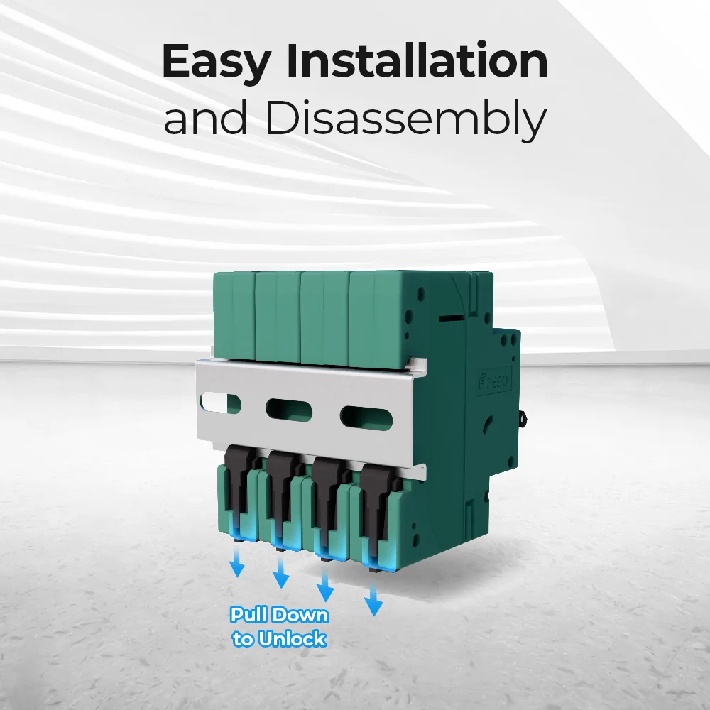 FEEO 3PCS Новый солнечный выключатель 4P 6A 10A 16A 20A 25A 32A 40A 50A 63A 80A 100A 125A DC1000V для