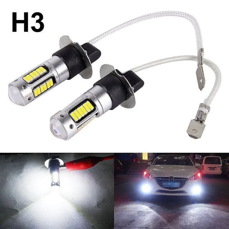 

12pcs High Power DRL Lamps 30SMD 4014 H3 LED Replacement Bulbs For Car Fog Lights Daytime Running Lights White Red Blue Amber