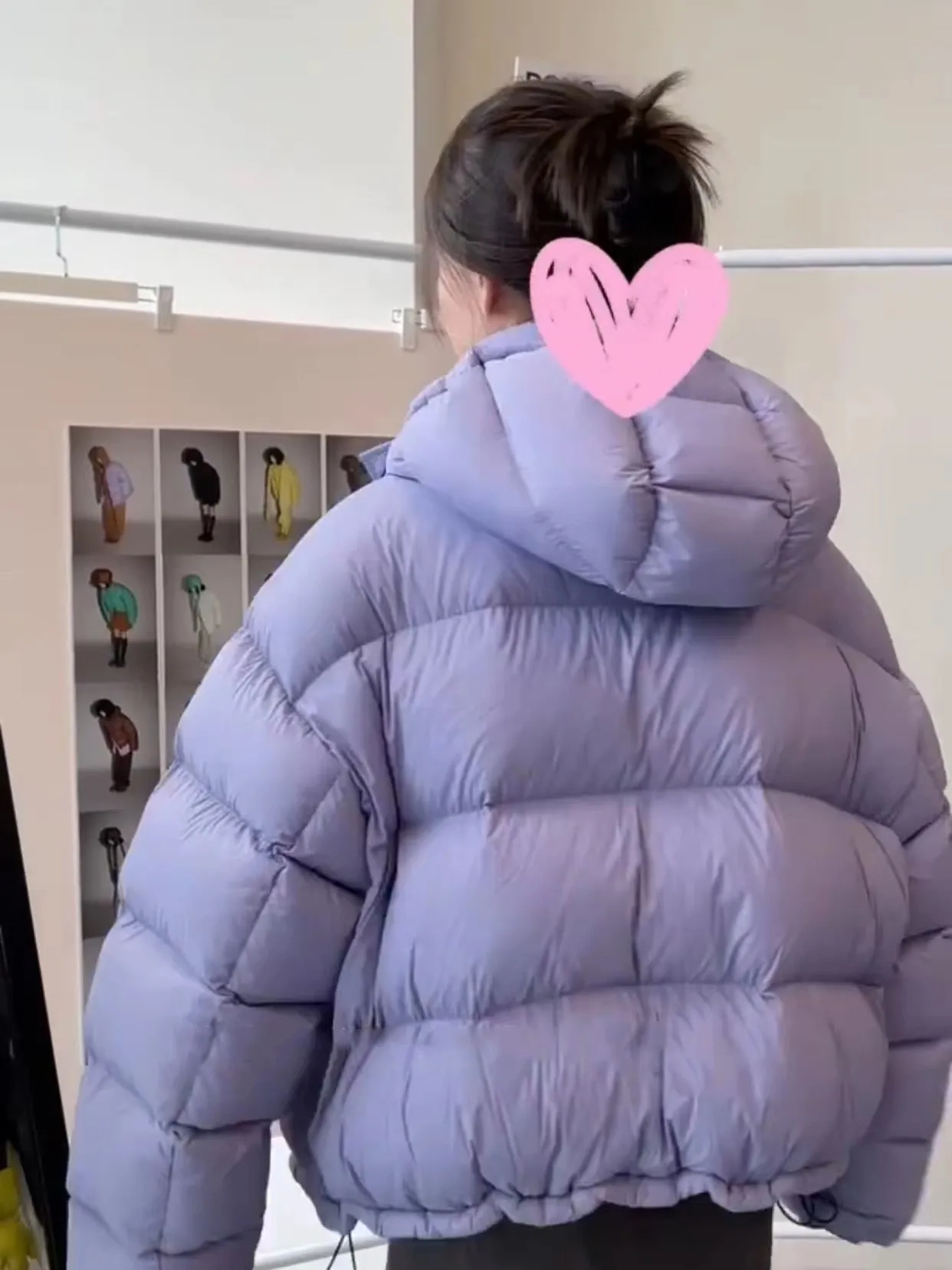 Winter short bread jacket thickened white duck down hooded loose coat