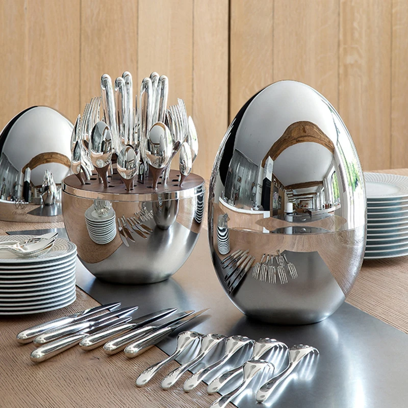 

Luxury Egg Shape Cutlery Set Stainless Steel Knife Fork Spoon Kit Tableware Set Kitchen Decoration Accessories Easter Cutlery