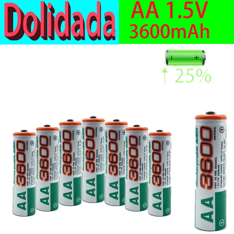 

4pcs Dolidada 100% New AA Battery 3600 MAh Rechargeable Battery, 1.2 V Ni-MH AA Battery, Suitable for Clocks, Mice, Computers