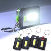 4pcs mini cob led keychain portable flashlight key chains keyring torch light night lamp with carabiner camping hiking fishing