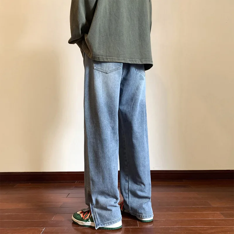 Blue Black Baggy Jeans Men Fashion Retro Straight Jeans Men Japanese Streetwear Hip-hop Loose Denim Pants Mens Trousers M-5XL