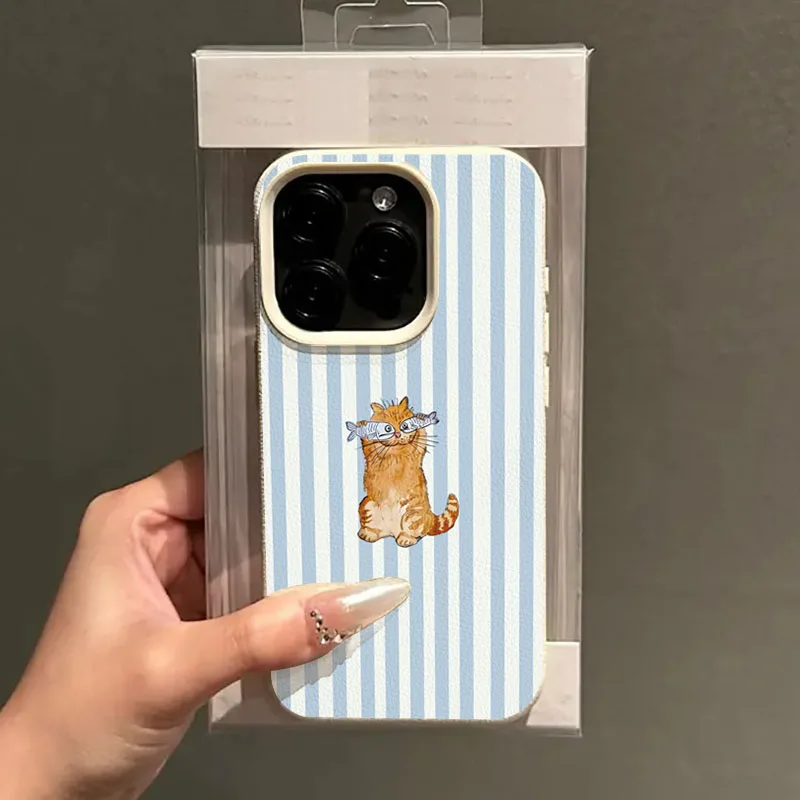 Фото Милый чехол для телефона с дизайном в полоску и рыбками для iPhone 17 Pro Max 15 14 13 12 Pro 11 16 Plus 17 Air X XR XS Max, мягкий чехол из ТПУ №1