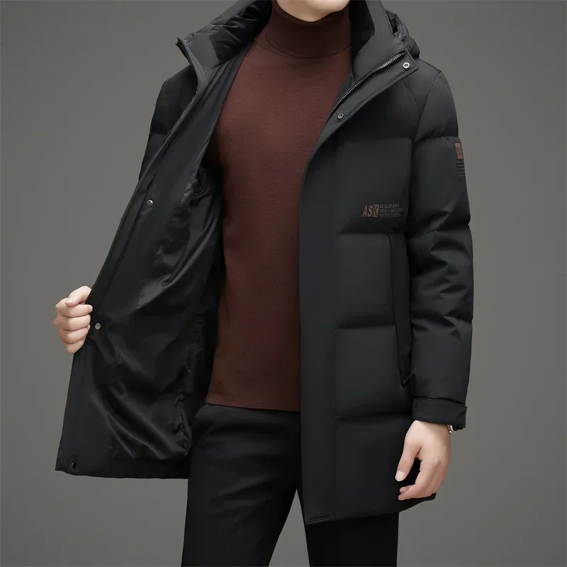 Длинный пуховик Мужская Дизайнерская одежда с подкладкой на утином пуху