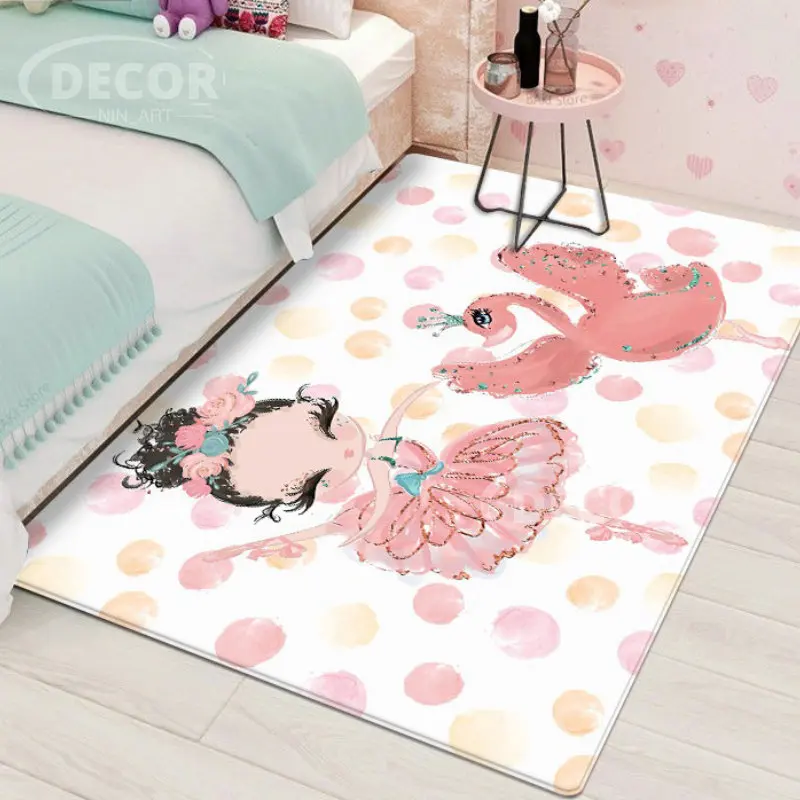 

Cartoon Ballet Girl Flannel Carpet for Kids Room Kawaii Children's Room Baby Girl Nordic Soft Bedroom Rug Floor Mats To Play