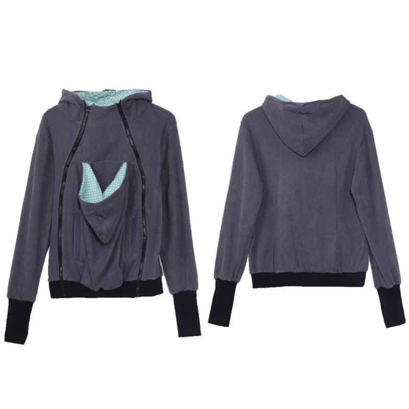 Hands Free Woman Kangaroo Hoodies with Baby Carrier Winter Pregnant Sweatshirts with Parent Child