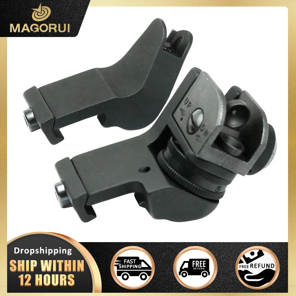 

MAGORUI Front and Rear 45 Degree Offset Rapid Transition BUIS Backup Iron Sight Set Tactical Hunting Optical Collimator Sight