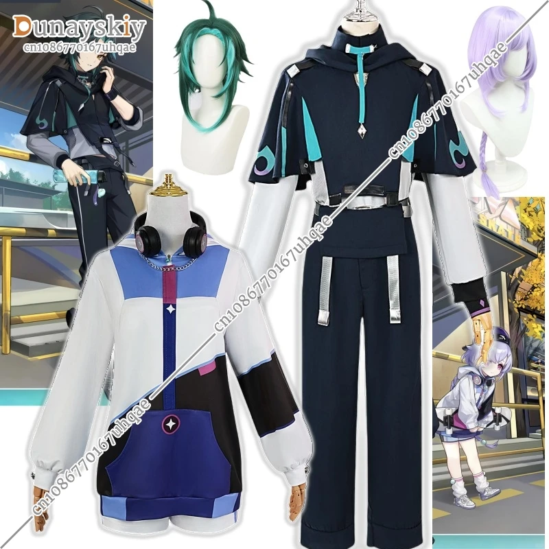 Genshin Impact Game Qiqi Xiao Косплей Костюм Аниме Повседневный наряд Парик Ролевая игра