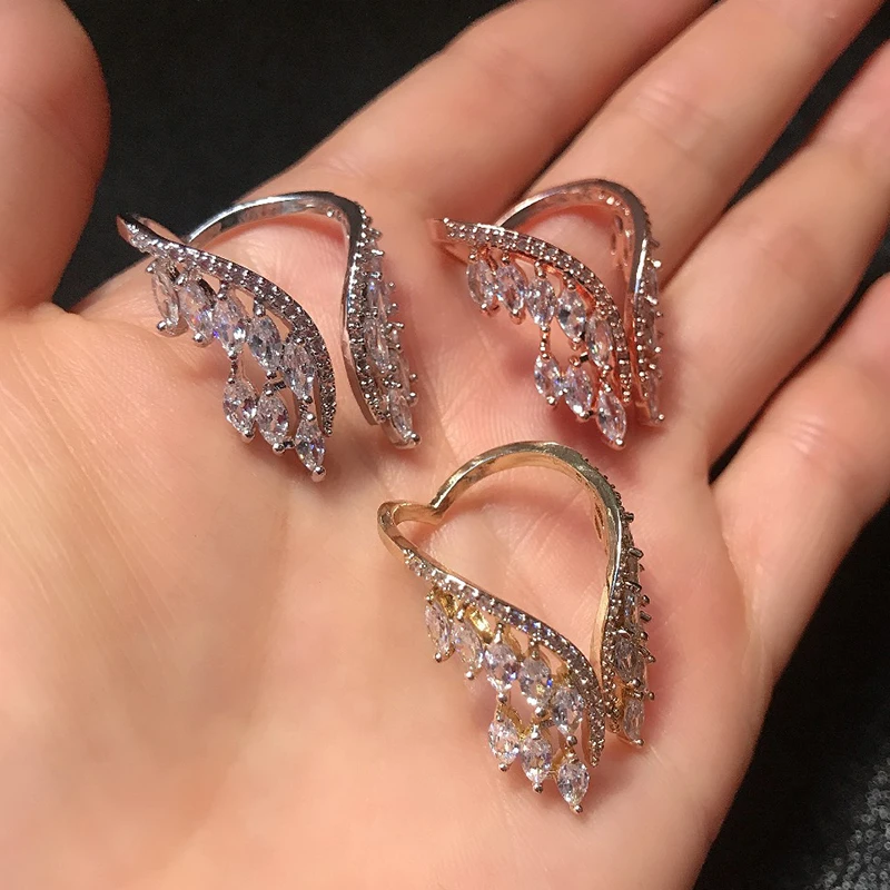 RAKOL модный дизайн перо кубический циркон обручальное открытое жемчуг Ангел