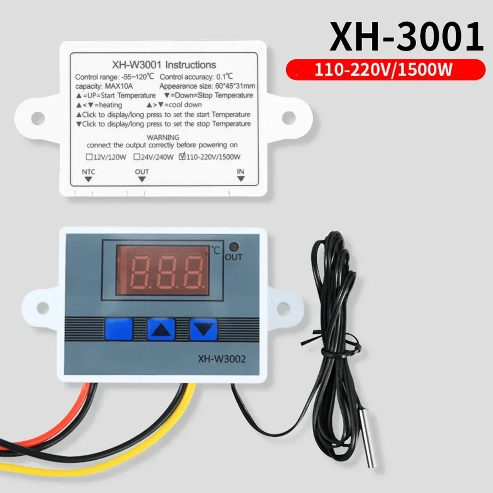 XH-W3002 Контроллер температуры AC110V-220V DC12V/24V Светодиодный термостат с цифровым