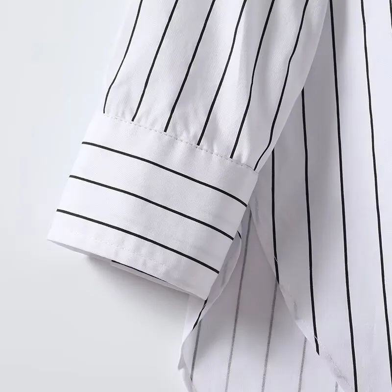 TRAF ZR полосатые блузки для женщин Harajuku модный летний топ белые топы Y2K элегантные