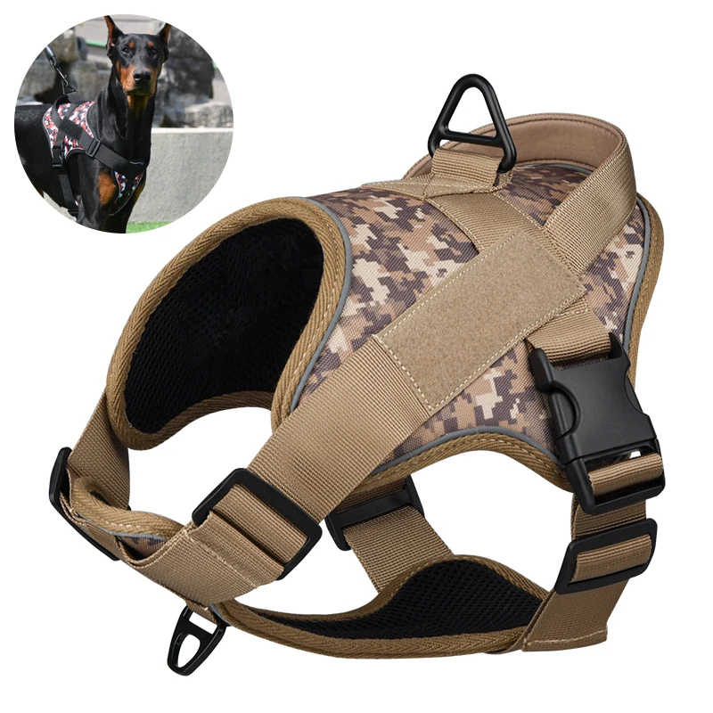 

Тактическая шлейка для собак среднего и крупного размера, светоотражающая Регулируемая Водонепроницаемая жилетка для собак, подходит для ...