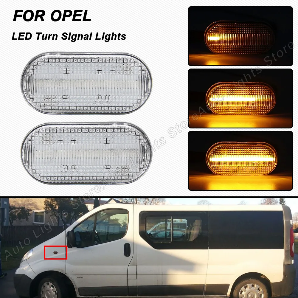

For Opel Vivaro 2001-2014 Movano A 1998-2009 For Smart Fortwo 2014-2018 2PCS LED Dynamic Turn Signal Lamps Side Marker Lights