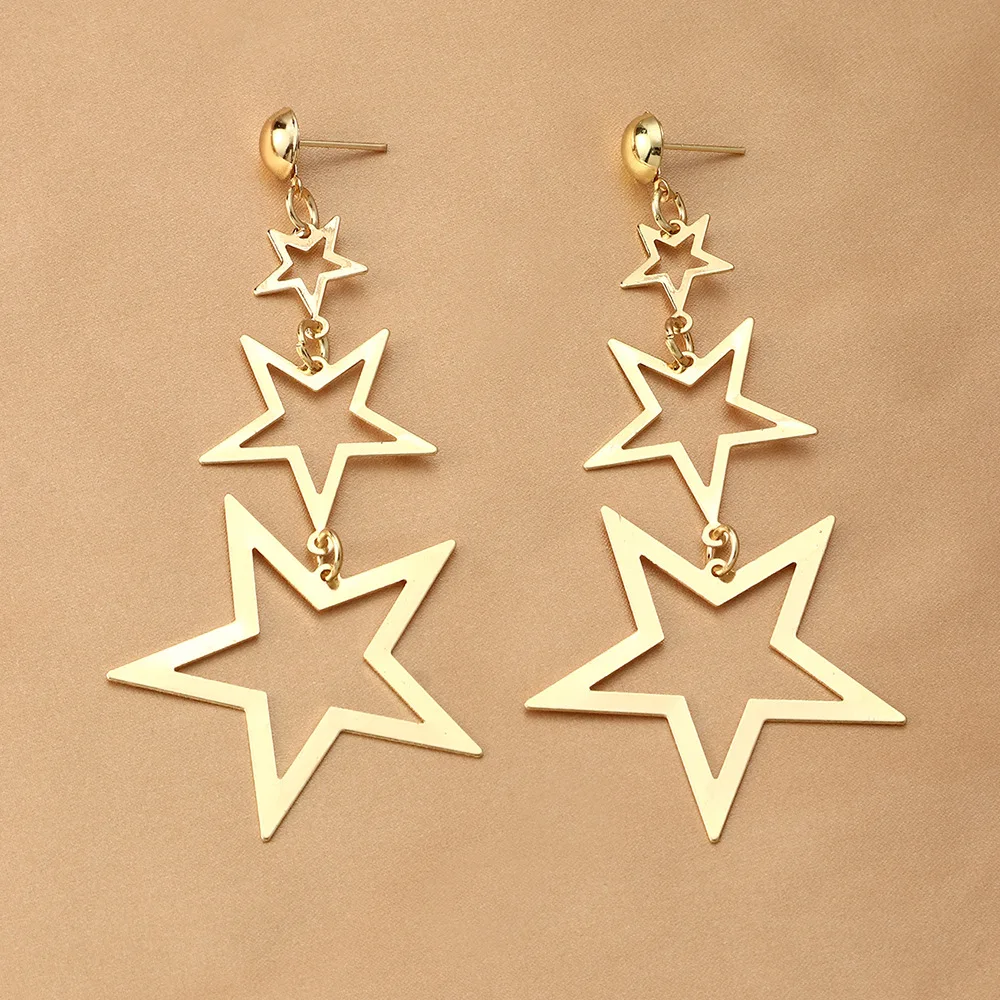 

Fashion Multilayer Star Pentagram Pendant Earrings Simple Personality Noble Temperament Drop Earrings Women Jewelry Gift
