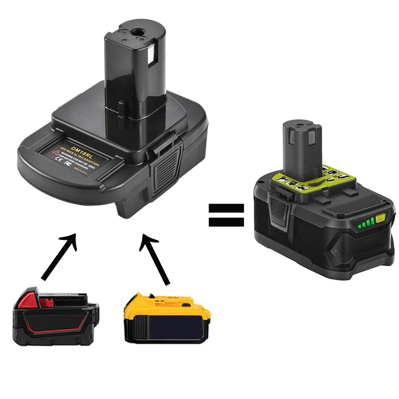 

Адаптер для аккумулятора DM18RL для Dewalt, 20 в, 18 в, преобразователь литий-ионных аккумуляторов в литий-ионную батарею Ryobi 18 в с USB