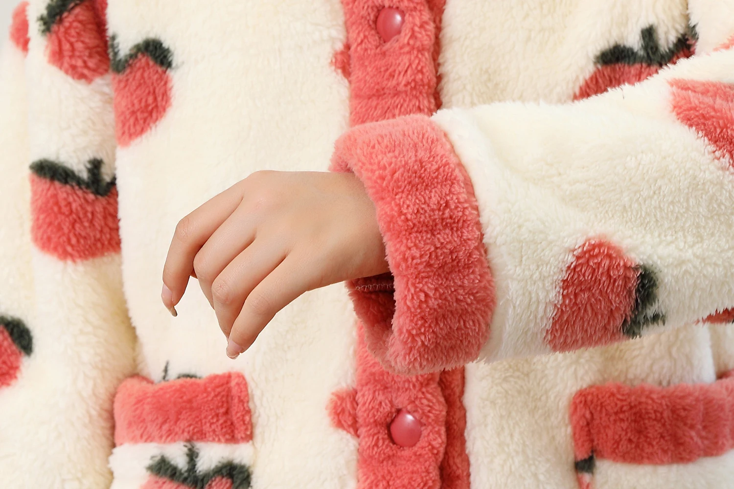 Women's Warm Fleece Pajamas Set Winter Flannel Long Sleeve Sleepwear Casual Loungewear Set Soft Button Down Pjs Set with Pockets