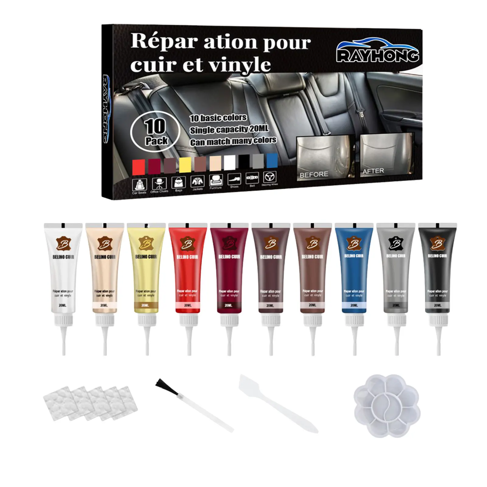 

10 Colors Leather Recolouring Balm Leather Balm Cream For RecolouringScratches Solution Faded Repair For Clothes Shoes Chairs