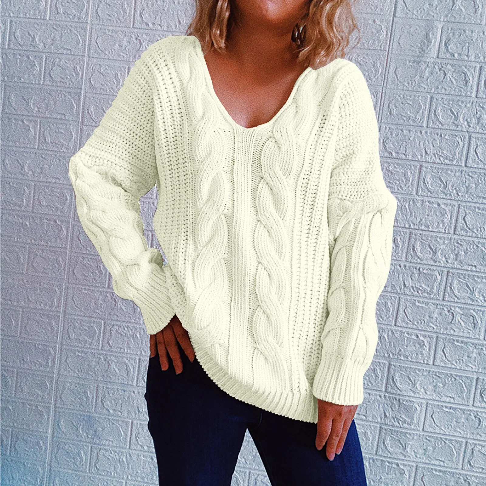 

Ladies Winter Autumn Pullover Solid Sweater V Toddler Girl Mens Fleece Pullover Sweater Womens Cotton Sweaters Pullover