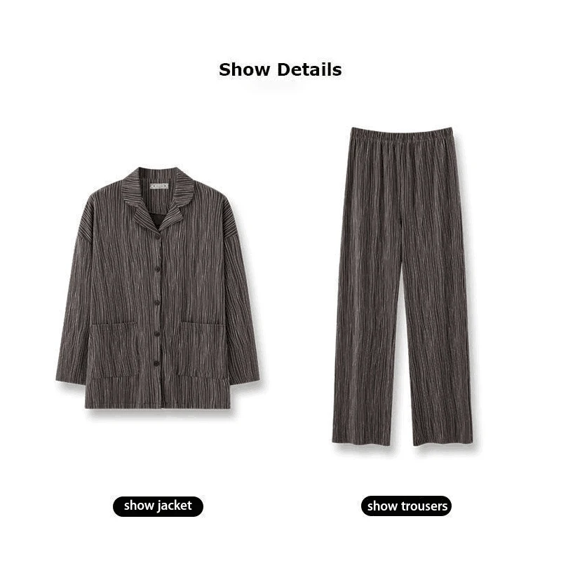 Pajamas 2022 Spring and Autumn Women's Stripe Loose Lapel Comfortable High-level Feeling Can be Worn Out
