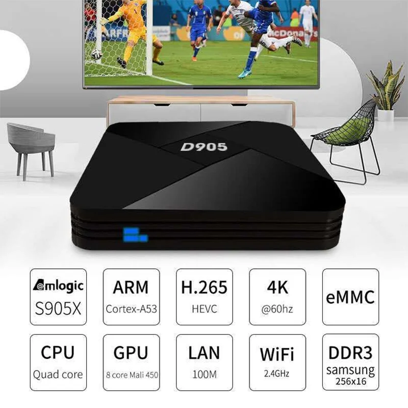 Фото D905 Портативный ТВбокс Android TV 8 ГБ Ram WIFI Mlogic S905 4K Smart IPTV Box TV Smart Home Set Top TV Box Receiver №1