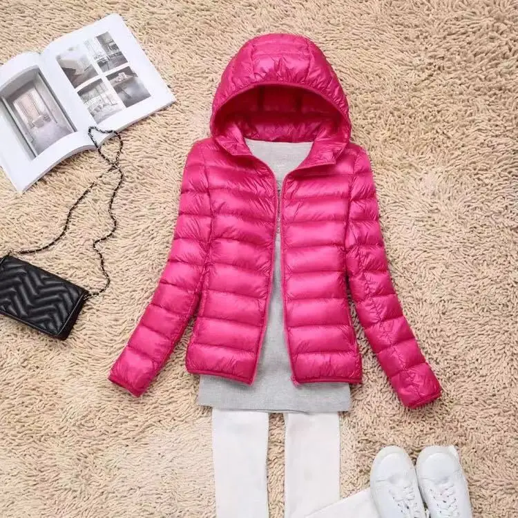 New 6XL 7XL Autumn Winter Women Ultralight Down Hooded Jackets Puffer Duck Feather Coats Slim Warm Parkas Solid Portable Outwear