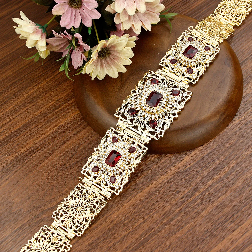 

Neovisson Gold Color Square Crystal Morocco Belt For Women Arab Robe Caftan Jewelry Algeria Ethnic Wedding Bridal Bijoux 2021